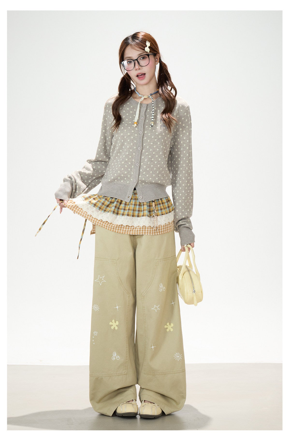 Playful Embroidered Wide-Leg Cargo Pants