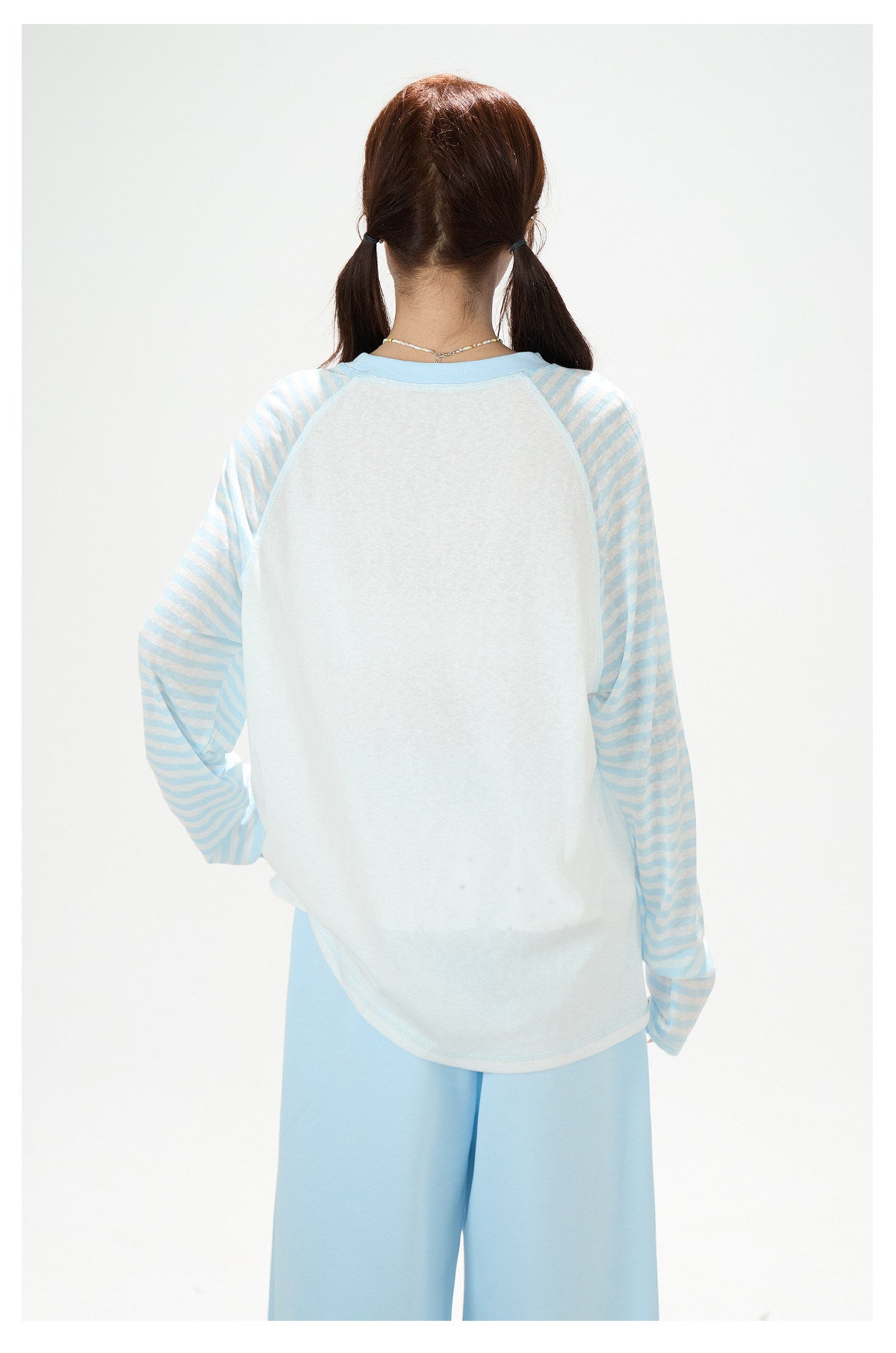 Cartoon Girl Stripe Raglan Long Sleeve Top & Black Polka-Dot Ruffle Skirt