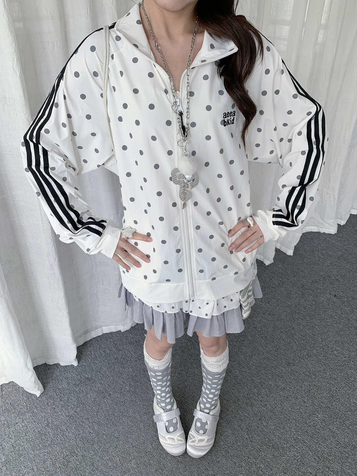 Polka Dot Sport Stripe Sun Protection Jacket
