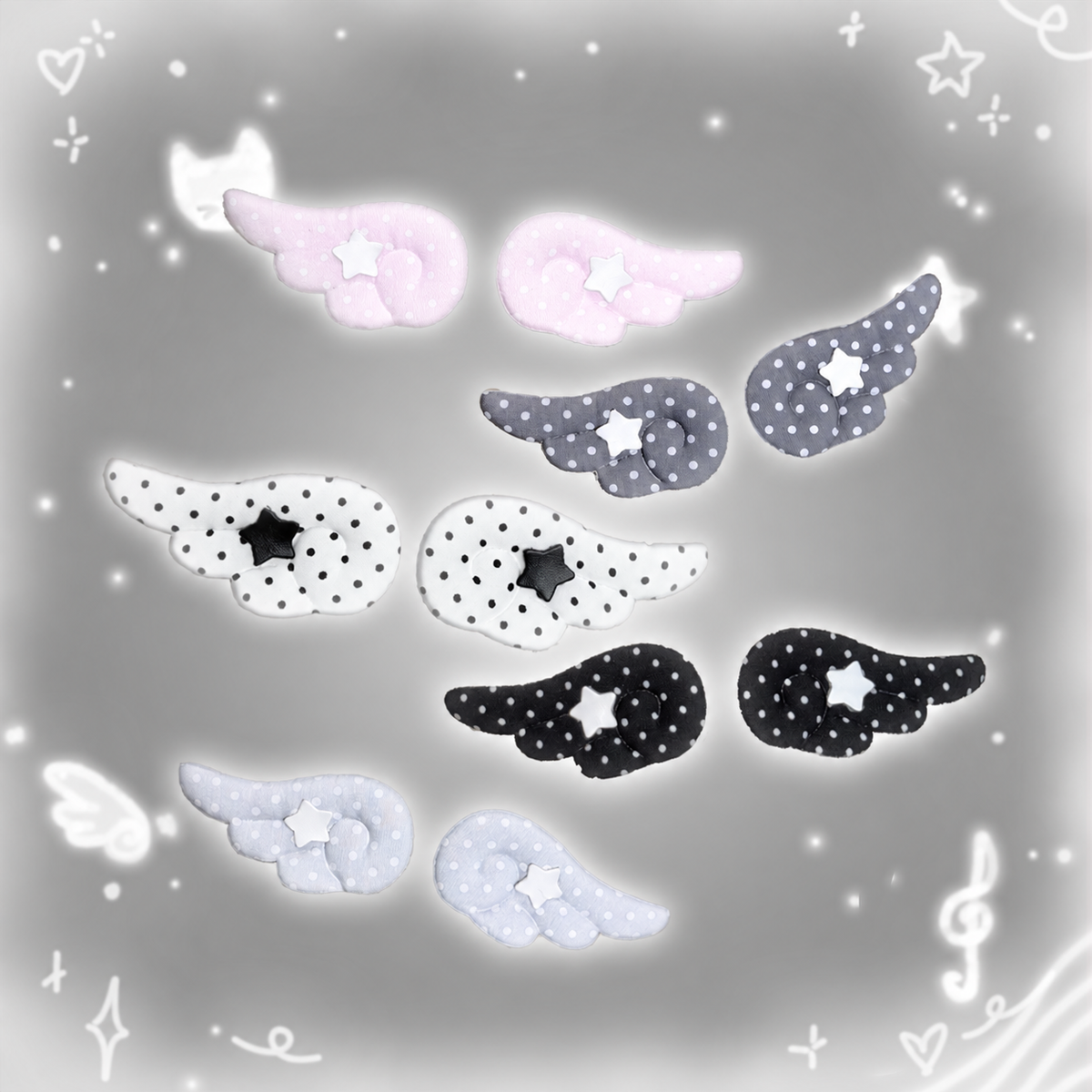 Polka Dot Star Wing Hair Clips