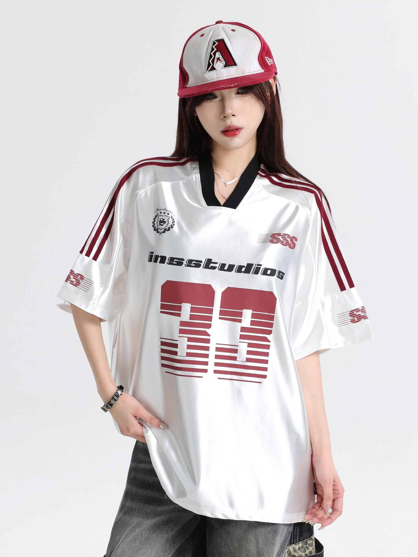 33 Ice Hockey Jersey — Glossy Finish V-Neck