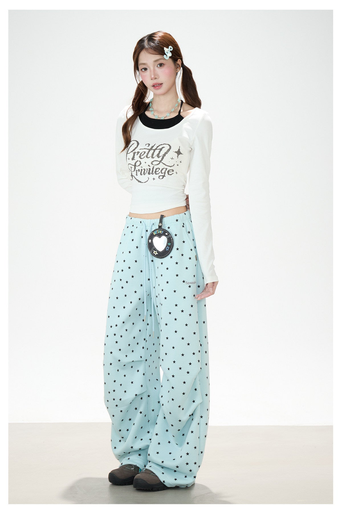 Allover Star Wide-Leg Sweatpants