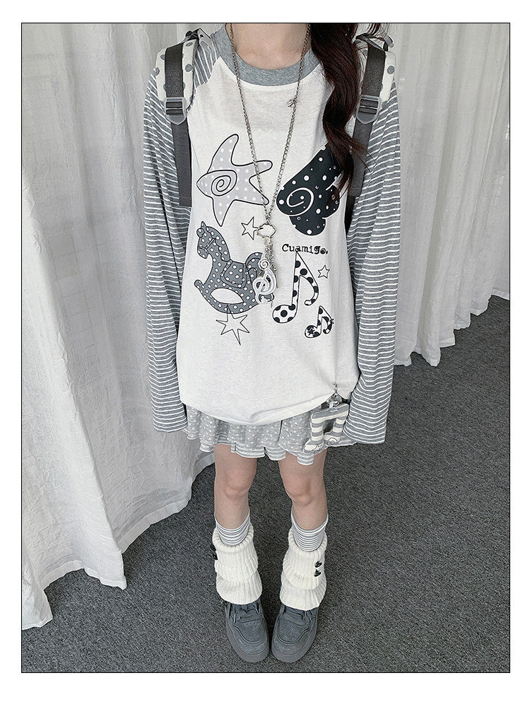 Rocking Horse Music Graphic Raglan Long Sleeve Top