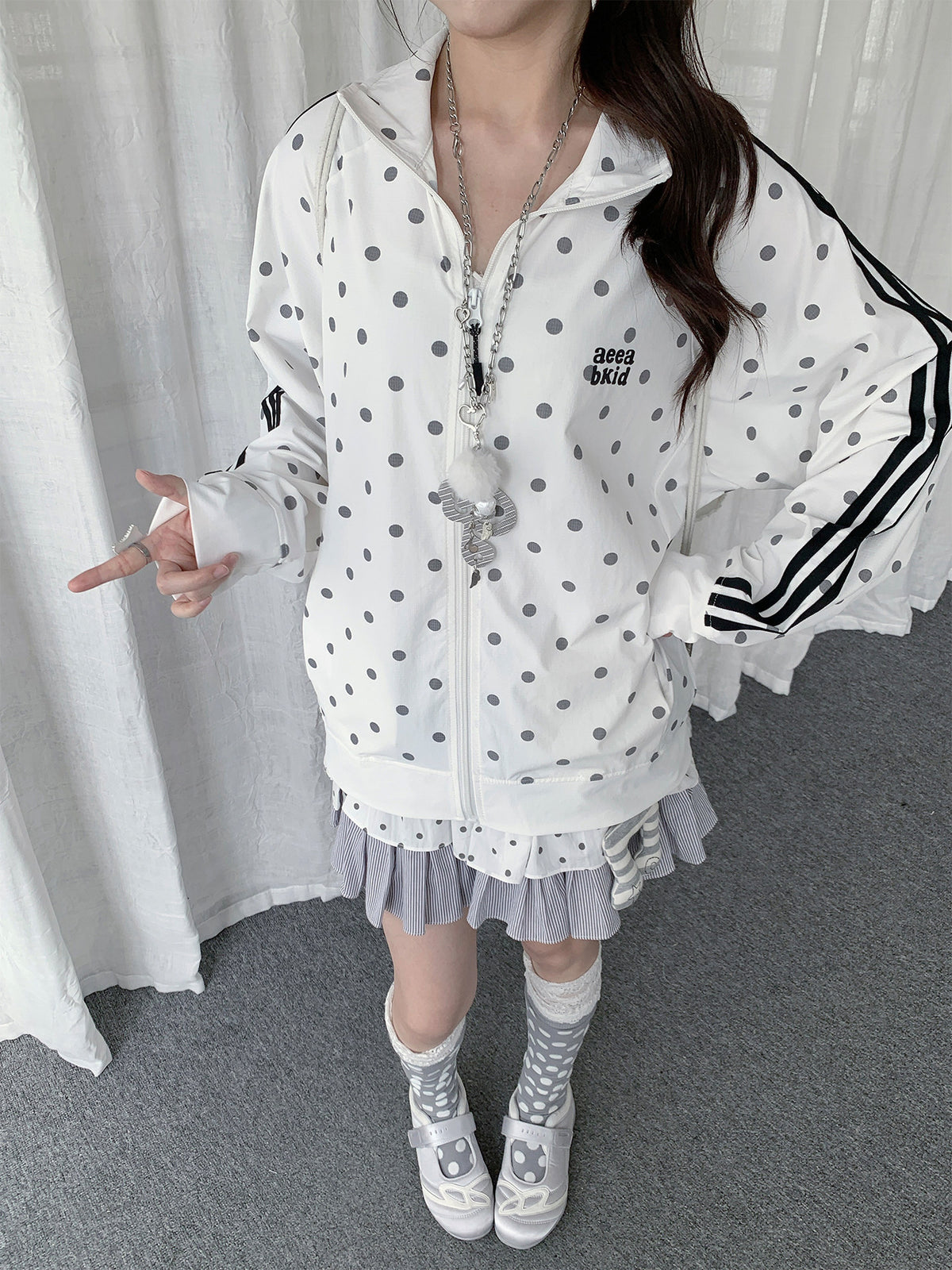 Polka Dot Sport Stripe Sun Protection Jacket