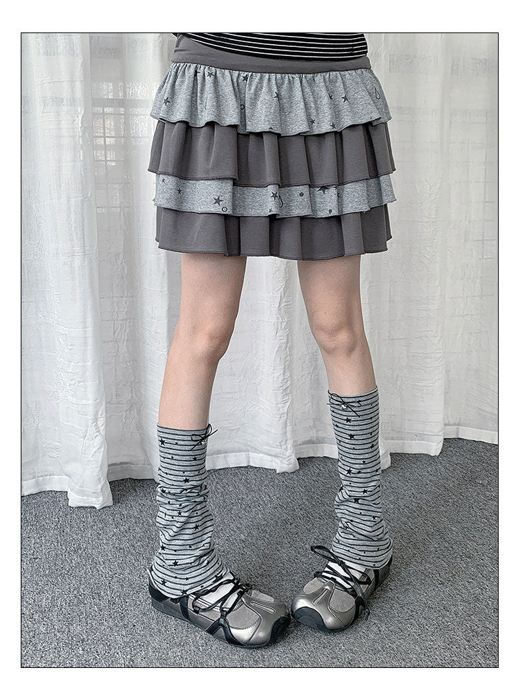 Star Stripe Bow Slouch Leg Warmers