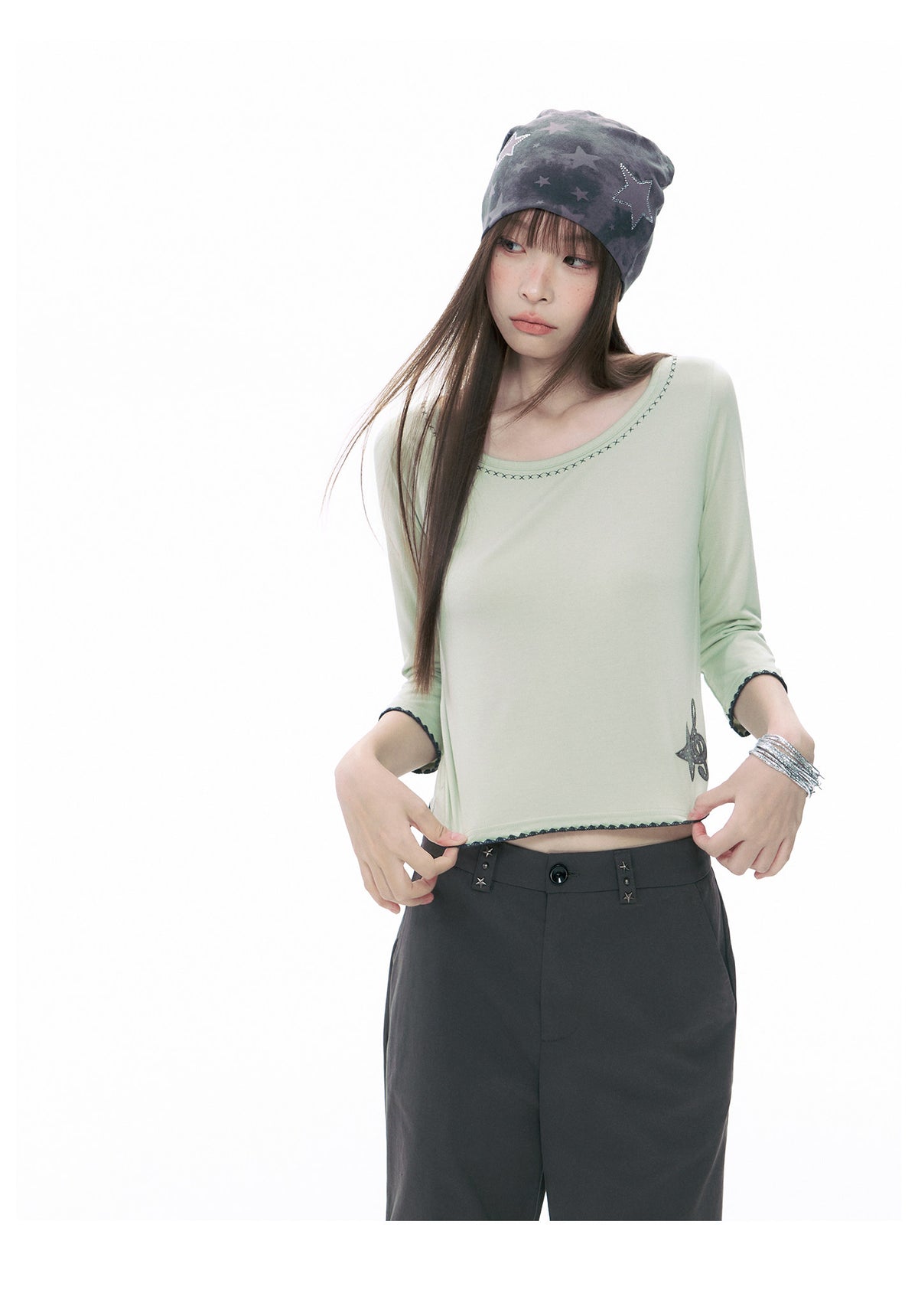 Music Star Back-Tie 3/4 Sleeve Top