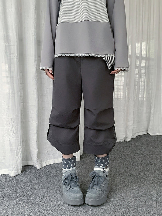Cuffed Cropped Wide-Leg Pants
