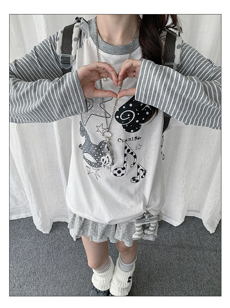 Rocking Horse Music Graphic Raglan Long Sleeve Top