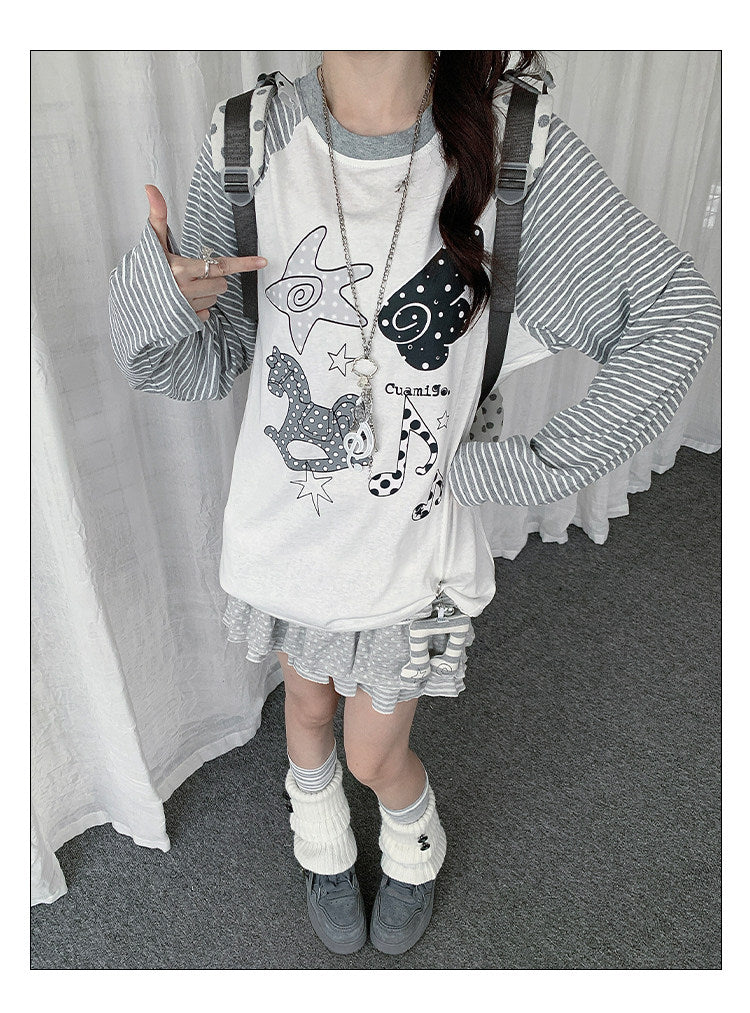 Rocking Horse Music Graphic Raglan Long Sleeve Top