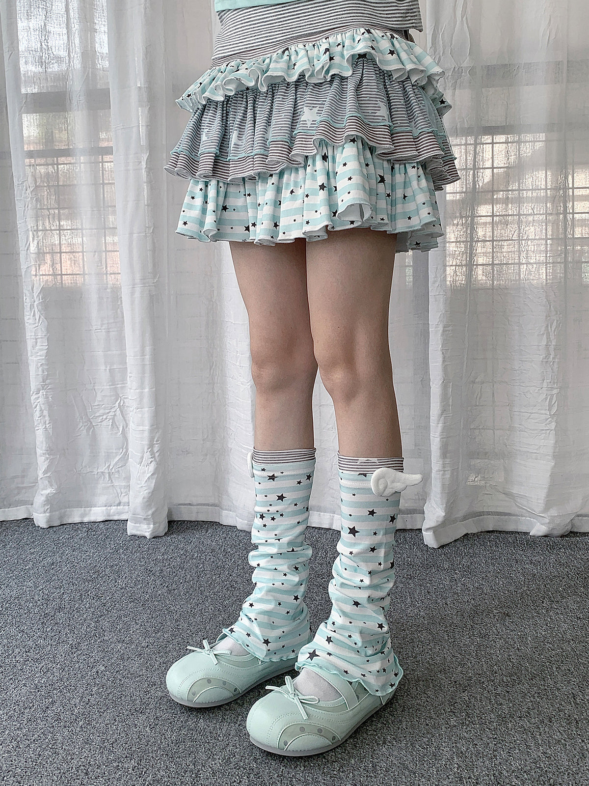 Winged Star Stripe Slouch Leg Warmers