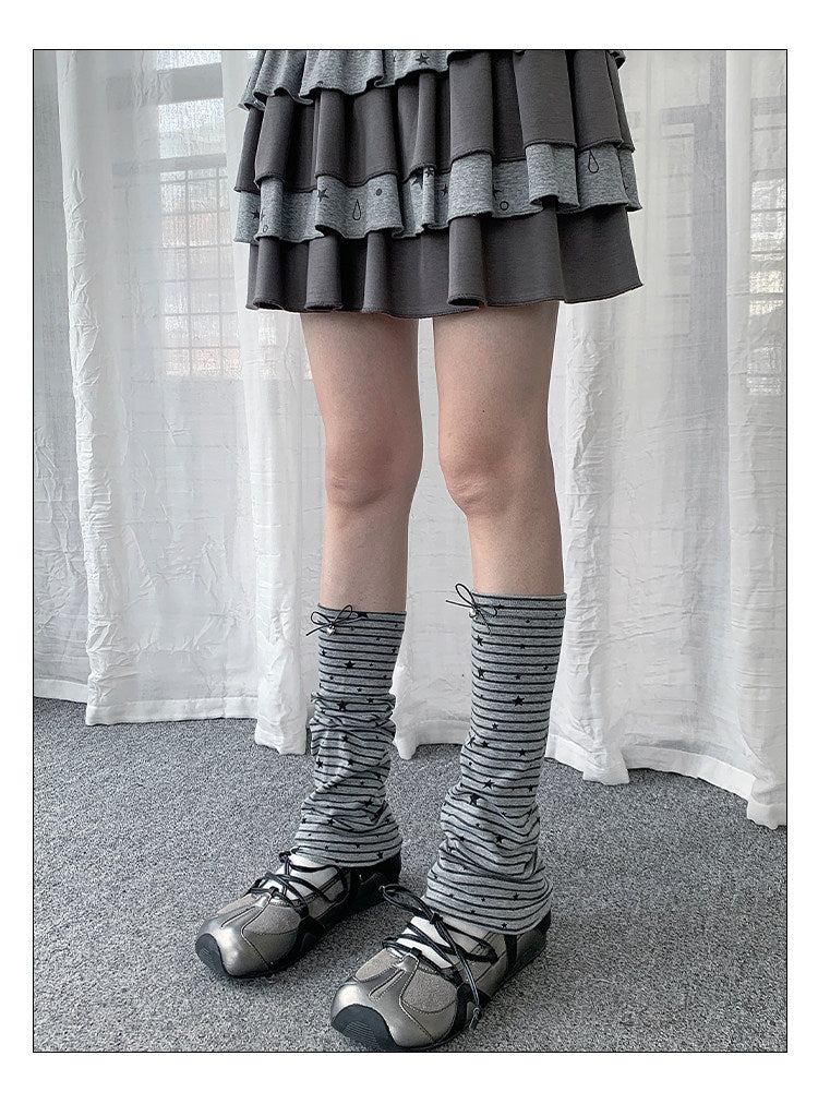 Star Stripe Bow Slouch Leg Warmers