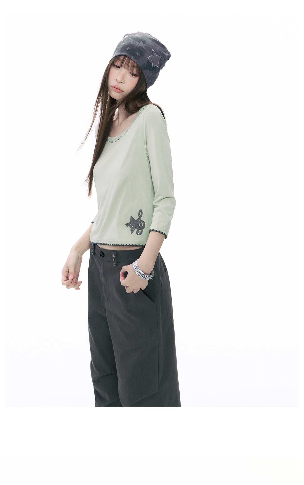 Music Star Back-Tie 3/4 Sleeve Top