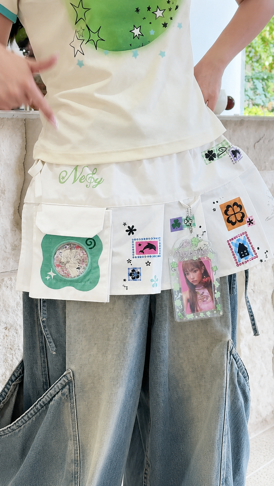 Lucky Clover White Skirt Overlay