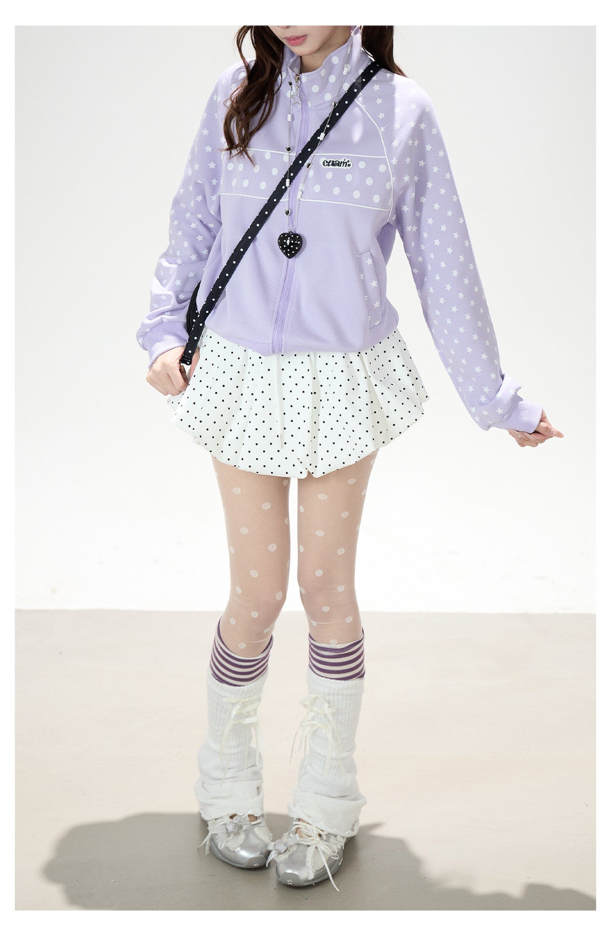 Polka-Dot Star Zip-Up Sweatshirt Jacket