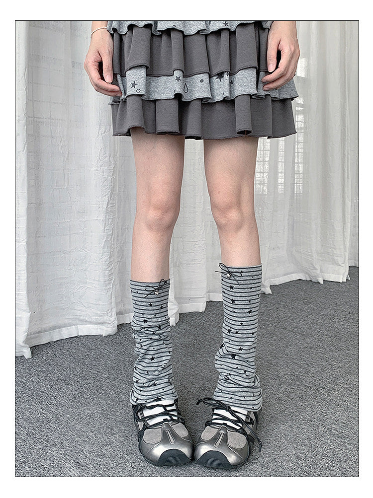 Star Stripe Bow Slouch Leg Warmers