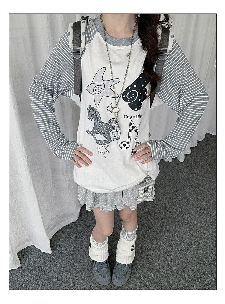 Rocking Horse Music Graphic Raglan Long Sleeve Top
