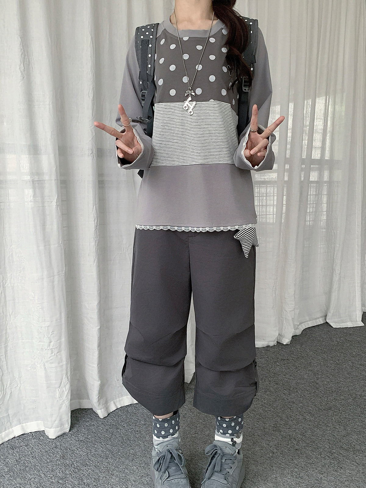 Cuffed Cropped Wide-Leg Pants
