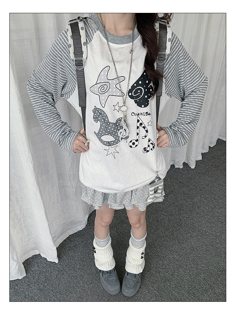 Rocking Horse Music Graphic Raglan Long Sleeve Top
