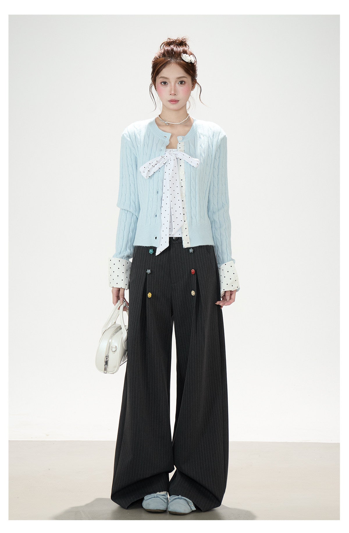 Pinstripe Charm Wide-Leg Trousers