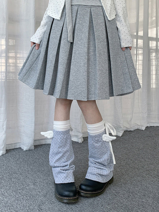 Winged Polka Dot Layered Tie Leg Warmers