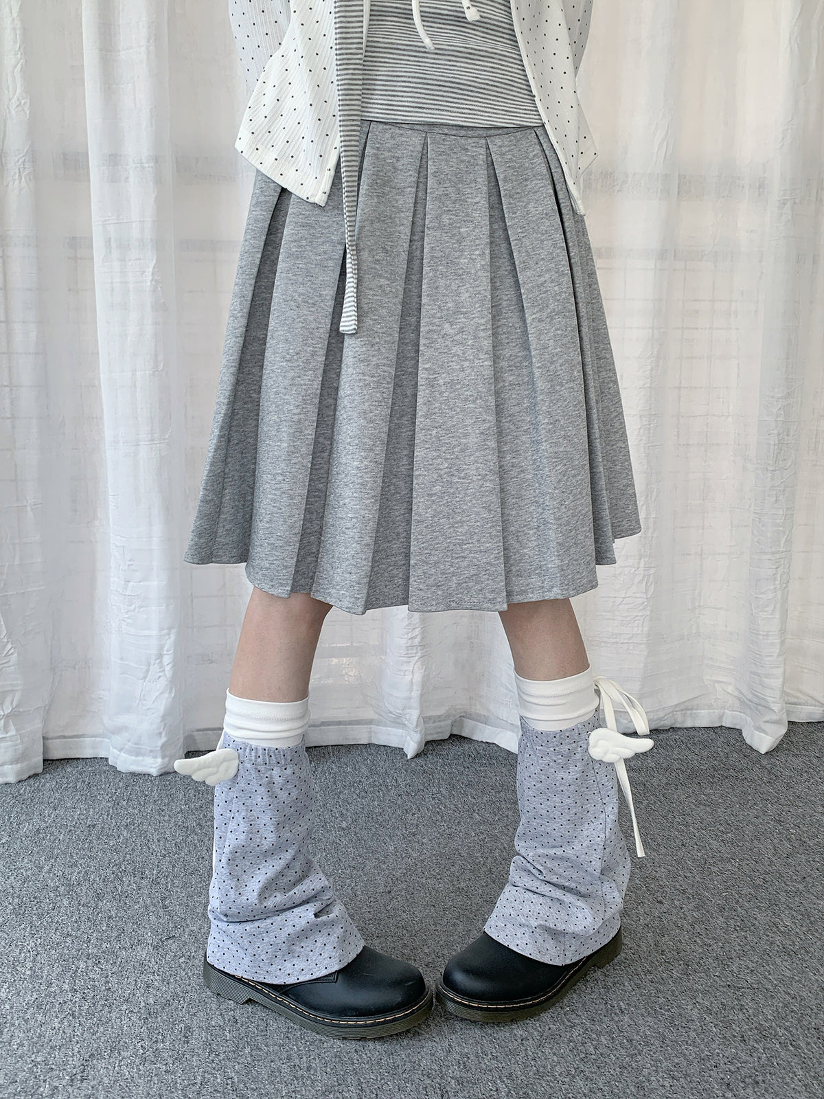 Winged Polka Dot Layered Tie Leg Warmers