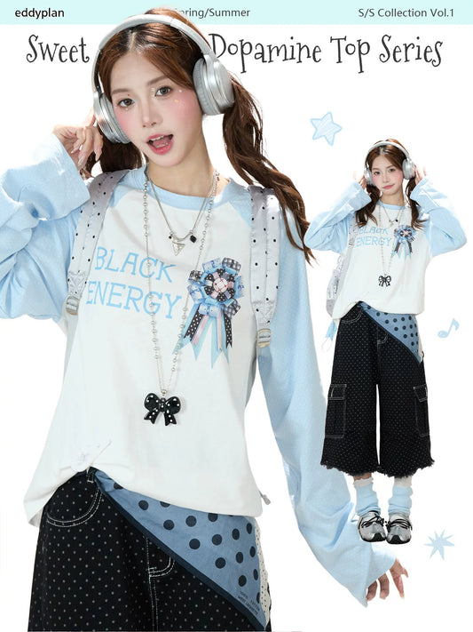 Badge Graphic Raglan Long Sleeve Top