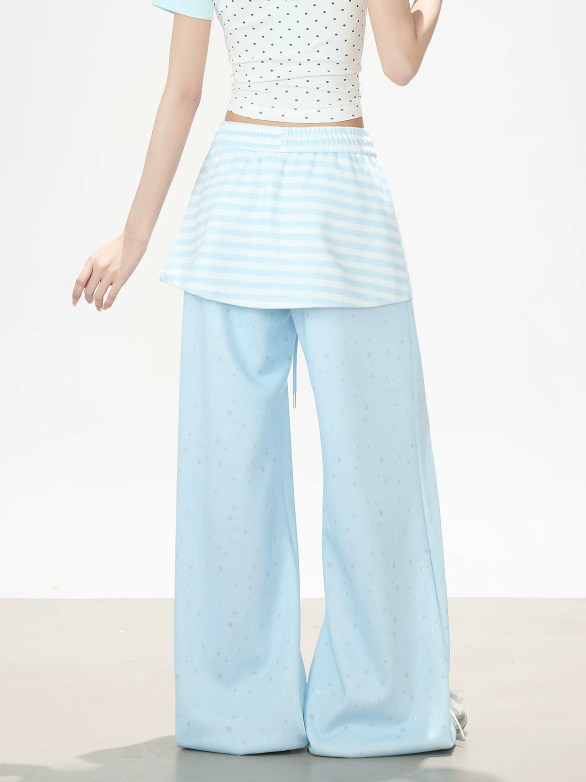 Star Patch Layered Wide-Leg Sweatpants