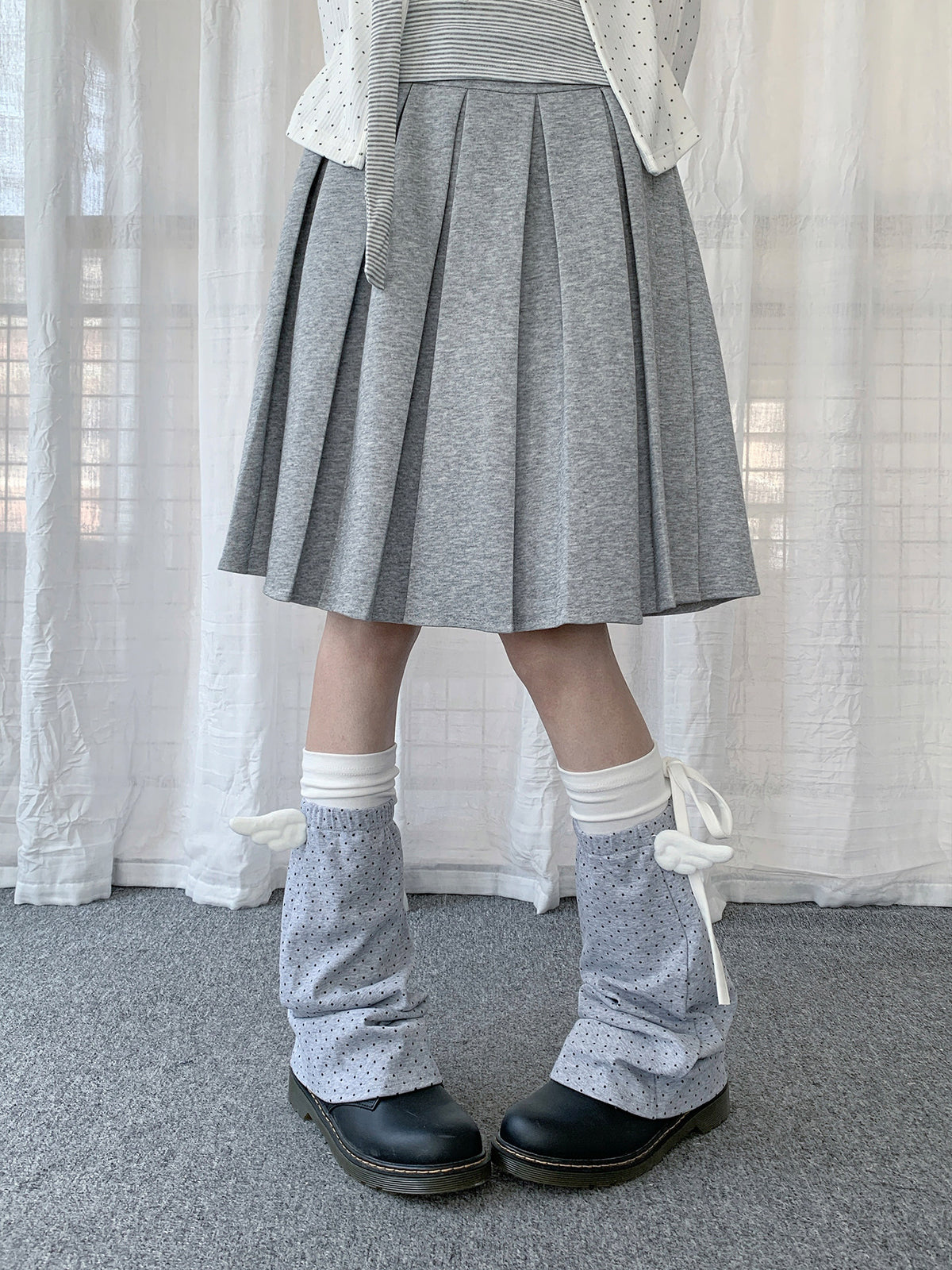 Winged Polka Dot Layered Tie Leg Warmers