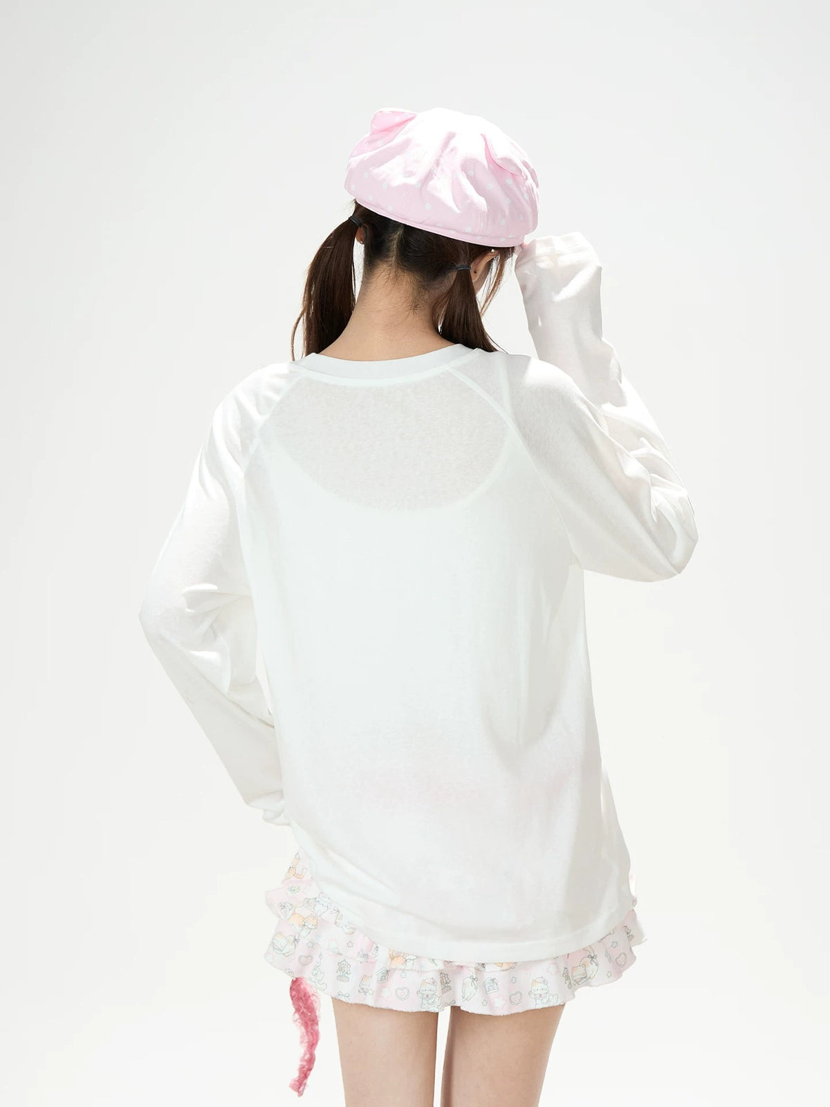 Cartoon Pony Long Sleeve Top & Pink Ruffle Mini Skirt