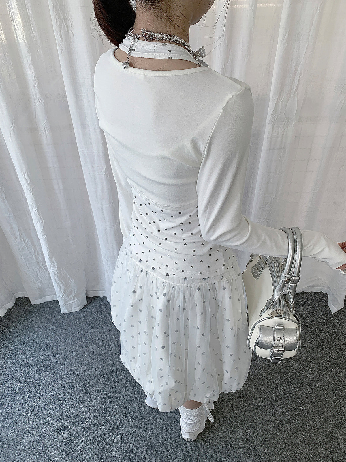 Polka Dot Camisole & Tie-Front Shrug Set
