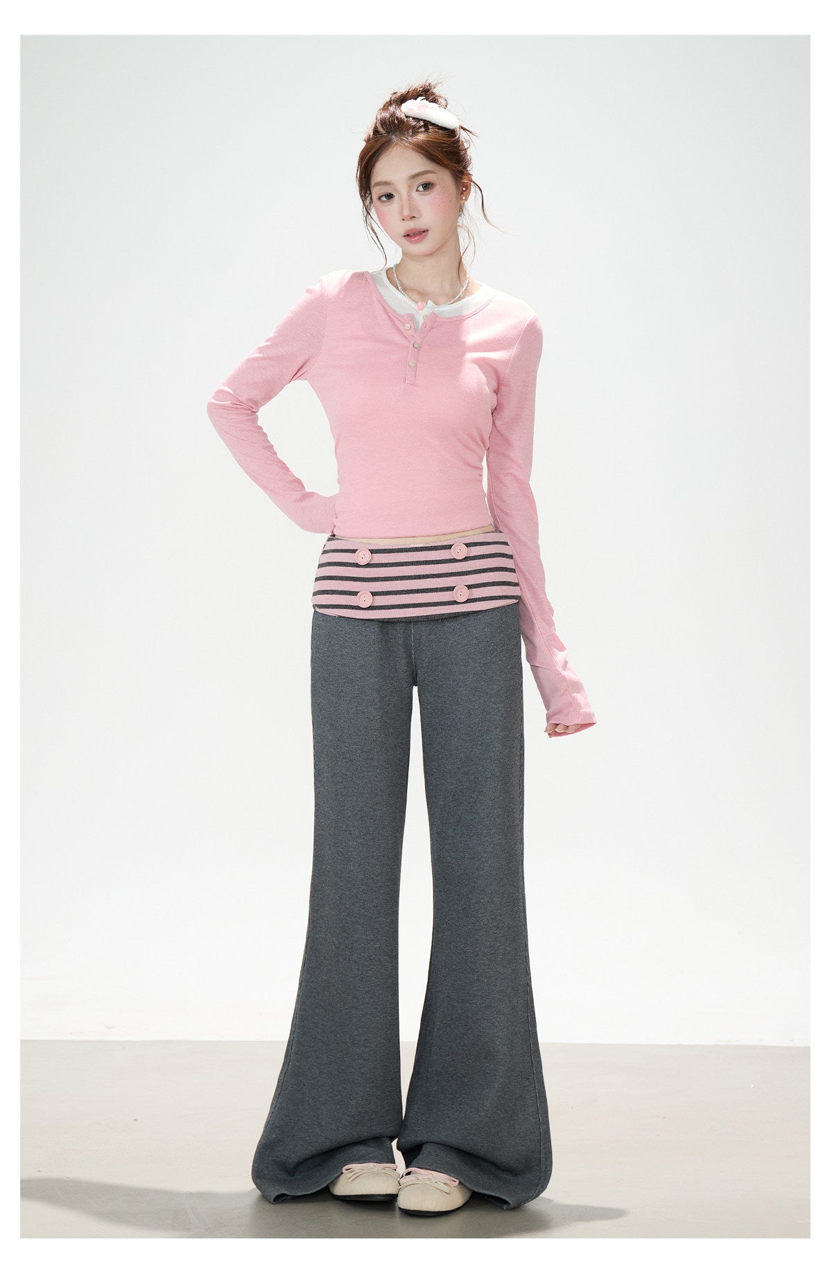 Striped Waist Flare Sweatpants