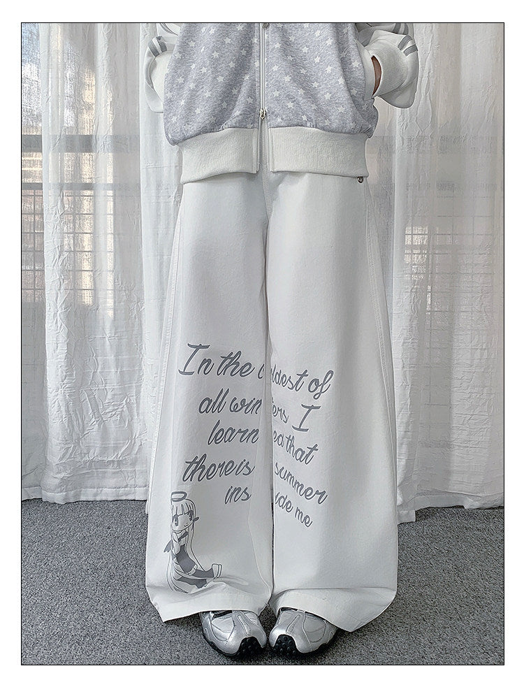 Dreamy Girl Graphic Wide-Leg Pants