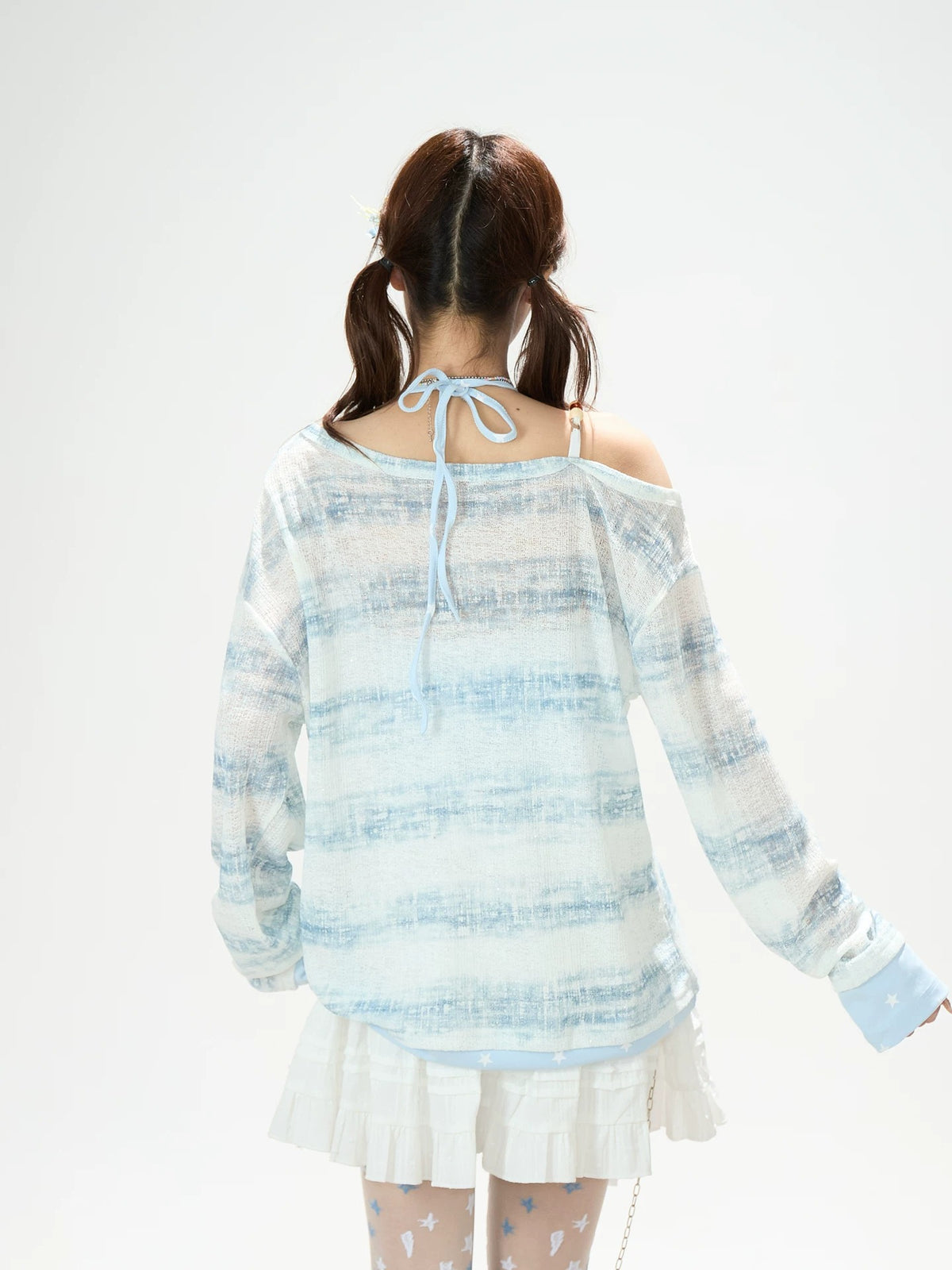 Pastel Tie-Dye Stripe Long Sleeve Top & Layering Cami