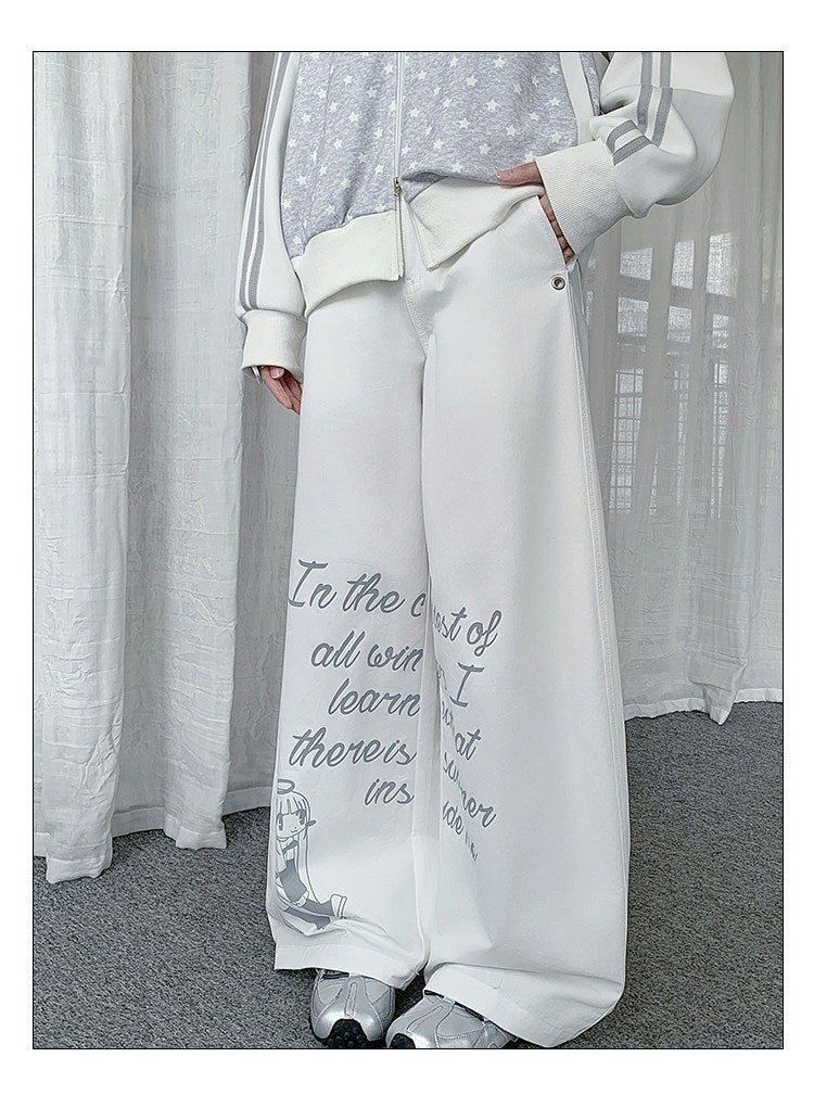 Dreamy Girl Graphic Wide-Leg Pants
