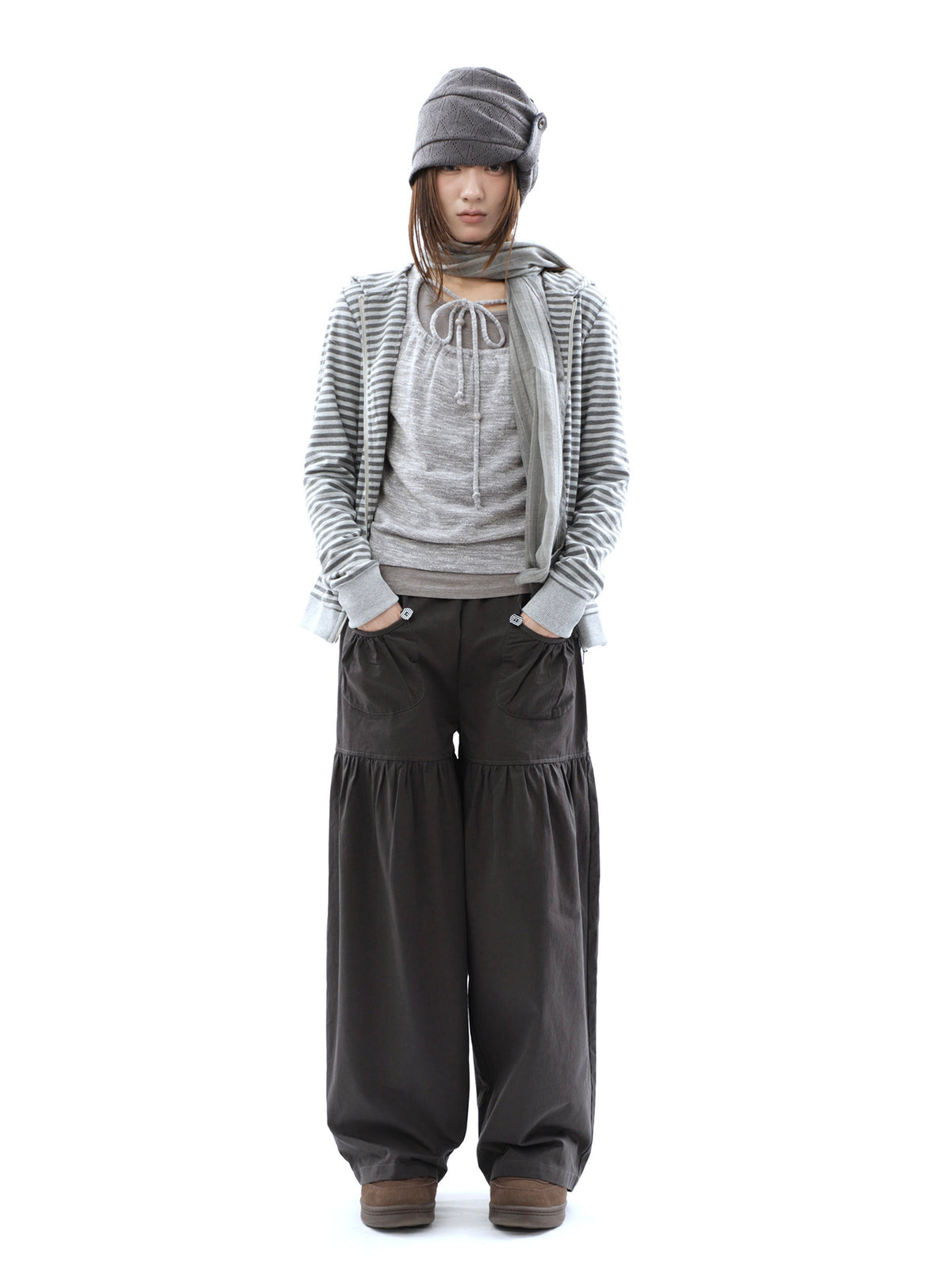 Heather Stripe Zip-Up Hoodie