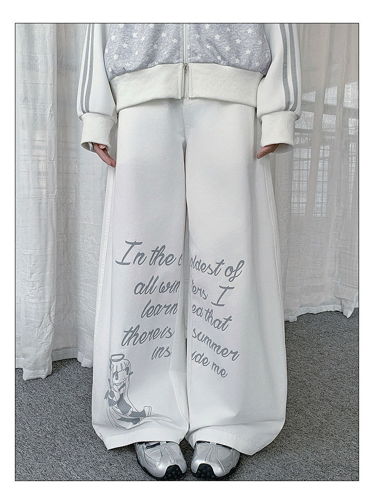 Dreamy Girl Graphic Wide-Leg Pants
