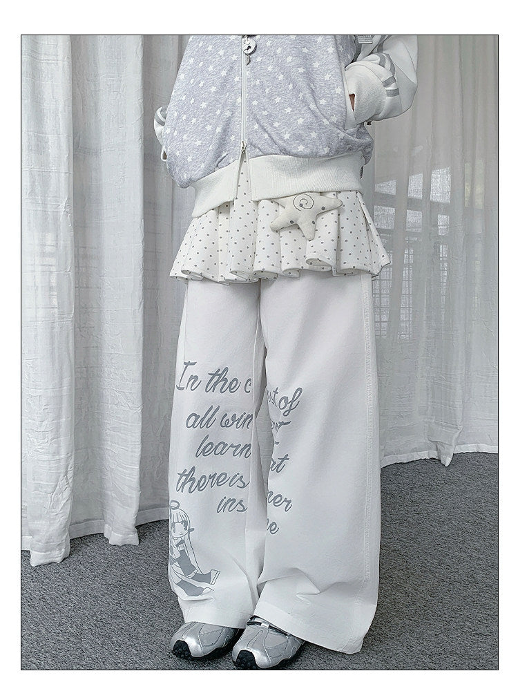 Dreamy Girl Graphic Wide-Leg Pants