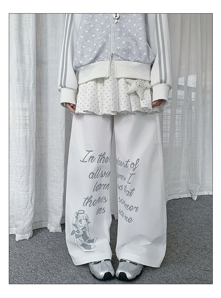 Dreamy Girl Graphic Wide-Leg Pants