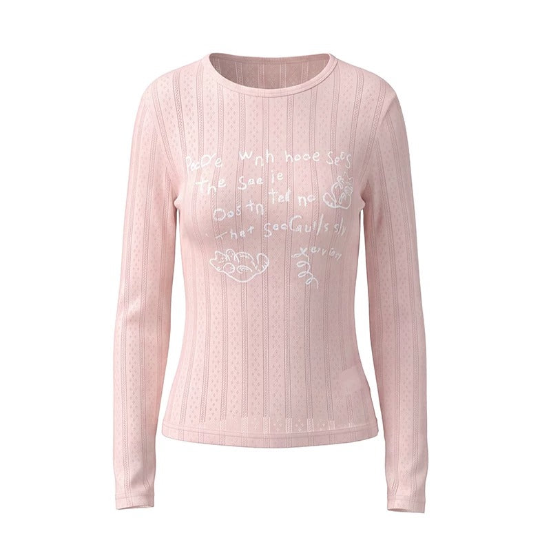 Sheer Cat Doodle Long Sleeve Top, Polka-Dot Cami & Washed Wide-Leg Jeans