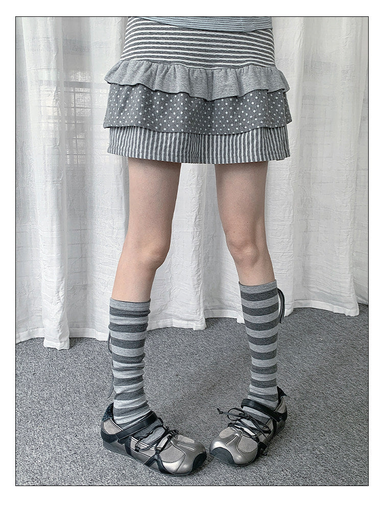 Stripe & Polka Dot Tie Leg Warmers
