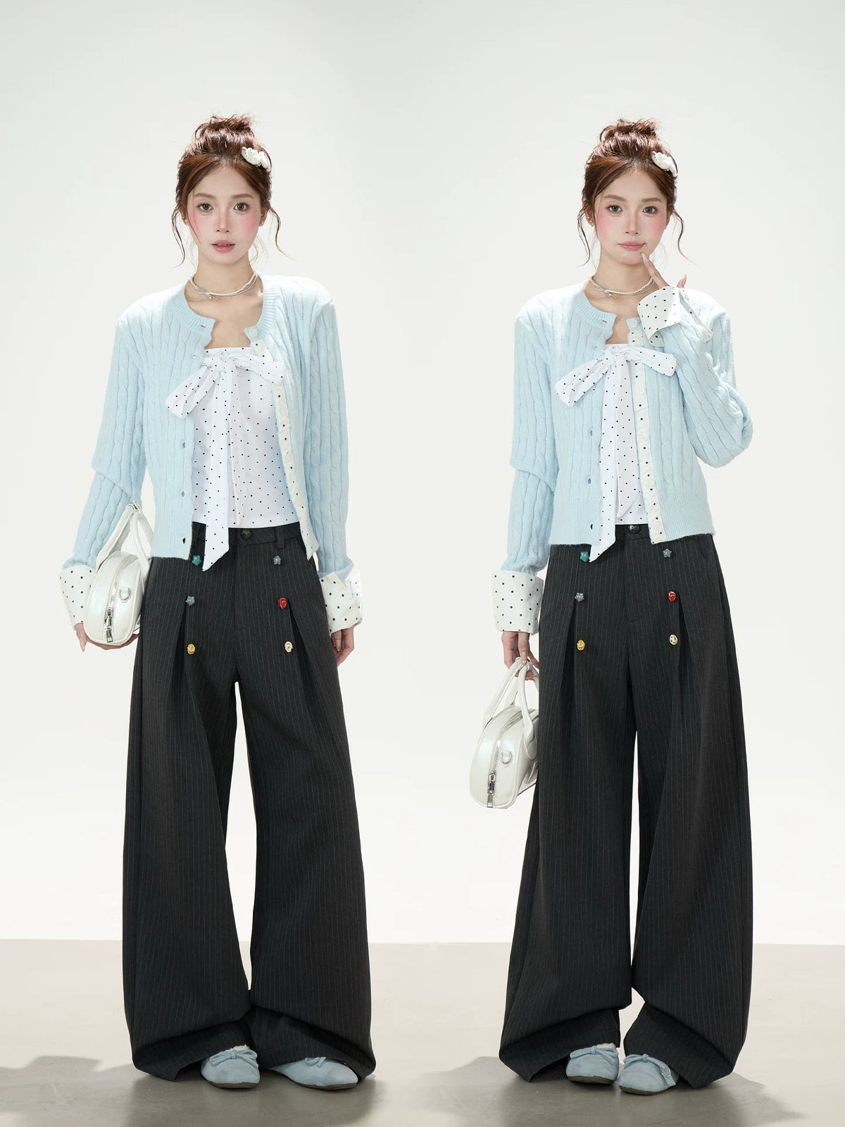 Pinstripe Charm Wide-Leg Trousers