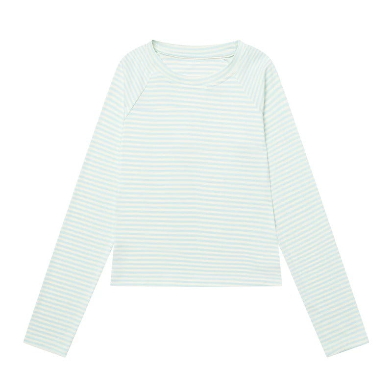 Graphic Cropped Hooded Tee, Striped Layering Long Sleeve Top & Tiered Mini Skirt