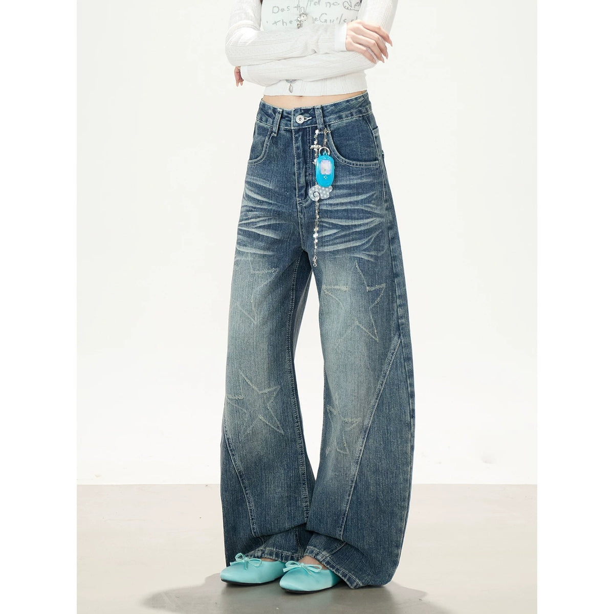 Vintage Star Washed Barrel-Leg Jeans