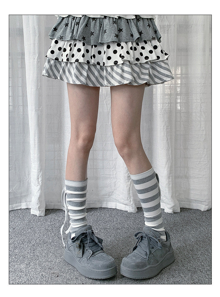 Stripe & Polka Dot Tie Leg Warmers