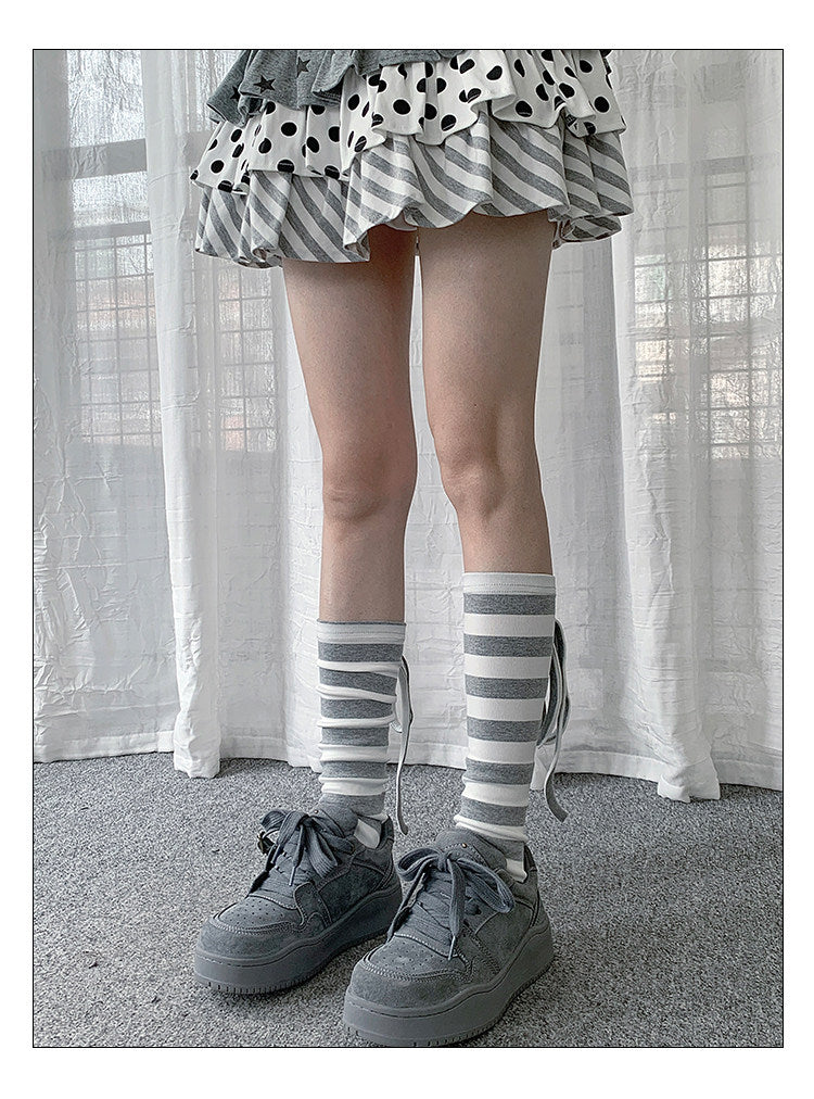 Stripe & Polka Dot Tie Leg Warmers