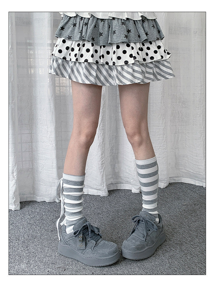 Stripe & Polka Dot Tie Leg Warmers