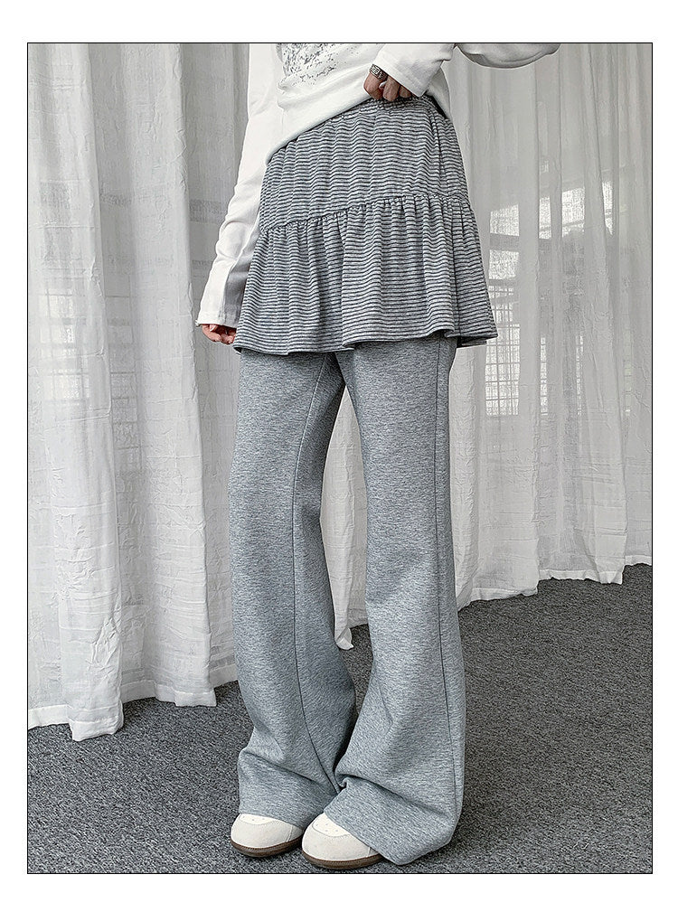 Striped Ruffle Layered Flare Pants