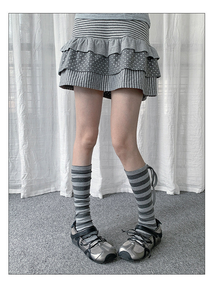 Stripe & Polka Dot Tie Leg Warmers