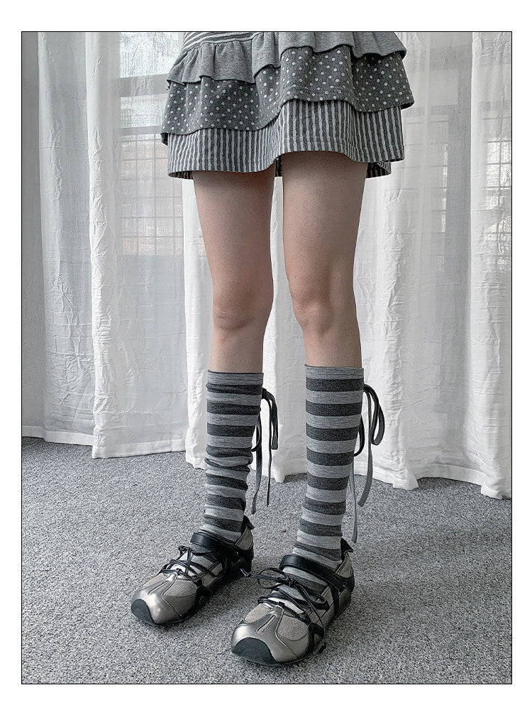 Stripe & Polka Dot Tie Leg Warmers