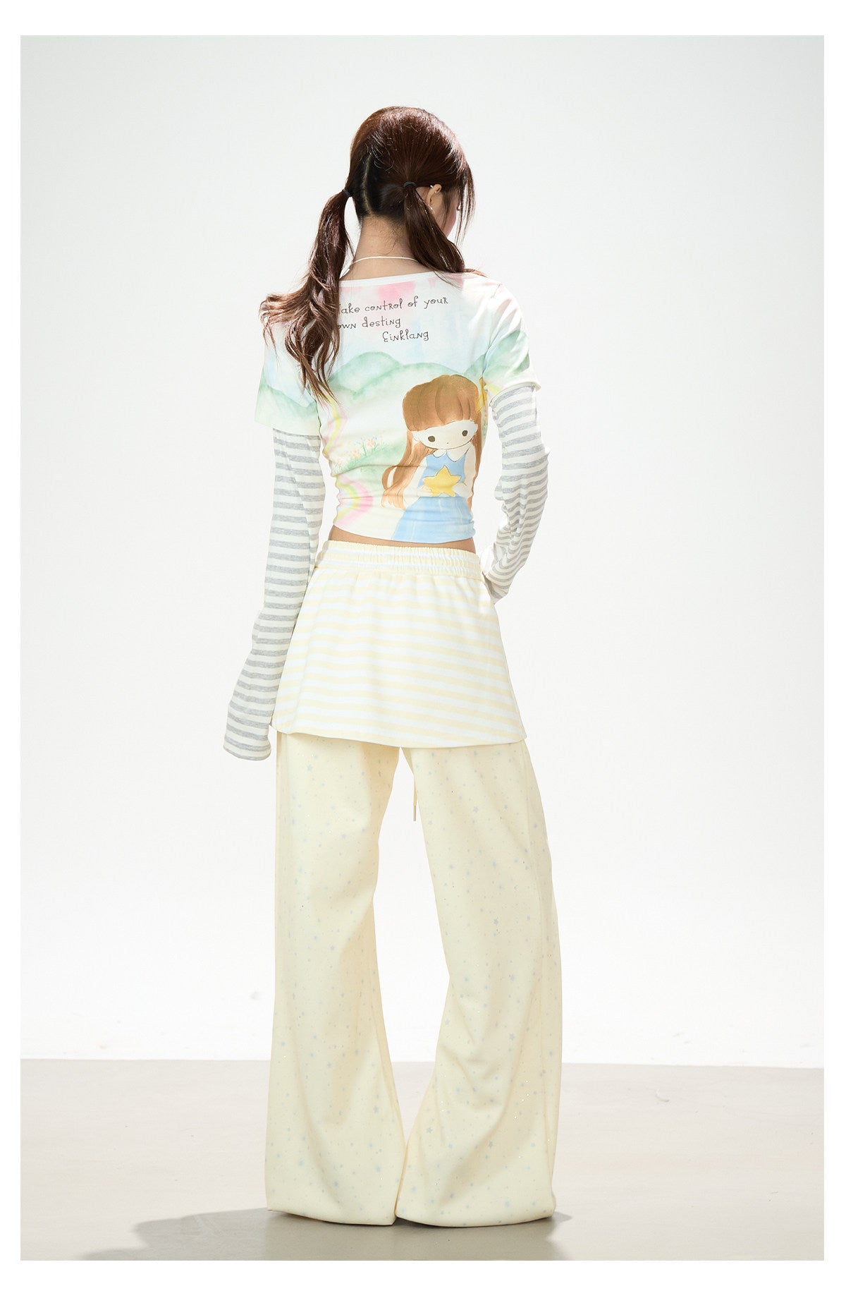 Star Patch Layered Wide-Leg Sweatpants